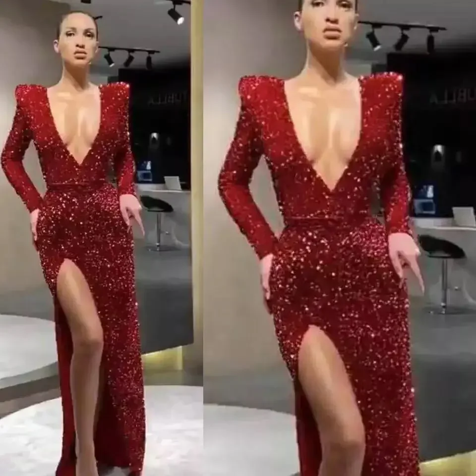 European and American women's clothing sexy one-shoulder long-sleeved sequined dress split-ended long dress INS
European and American women's clothing sexy one-shoulder long-sleeved sequined dress split-ended long dress INS