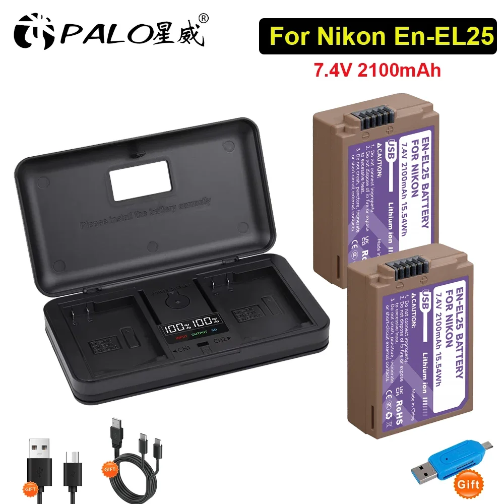 EN-EL25 Battery Pack with Type-C Charging Charger 7.4V 2100mAh EN EL25 Battery for Nikon Z50 Z30 Z 50 ZFC Camera El25a Bateria
EN-EL25 Battery Pack with Type-C Charging Charger 7.4V 2100mAh EN EL25 Battery for Nikon Z50 Z30 Z 50 ZFC Camera El25a Bateria