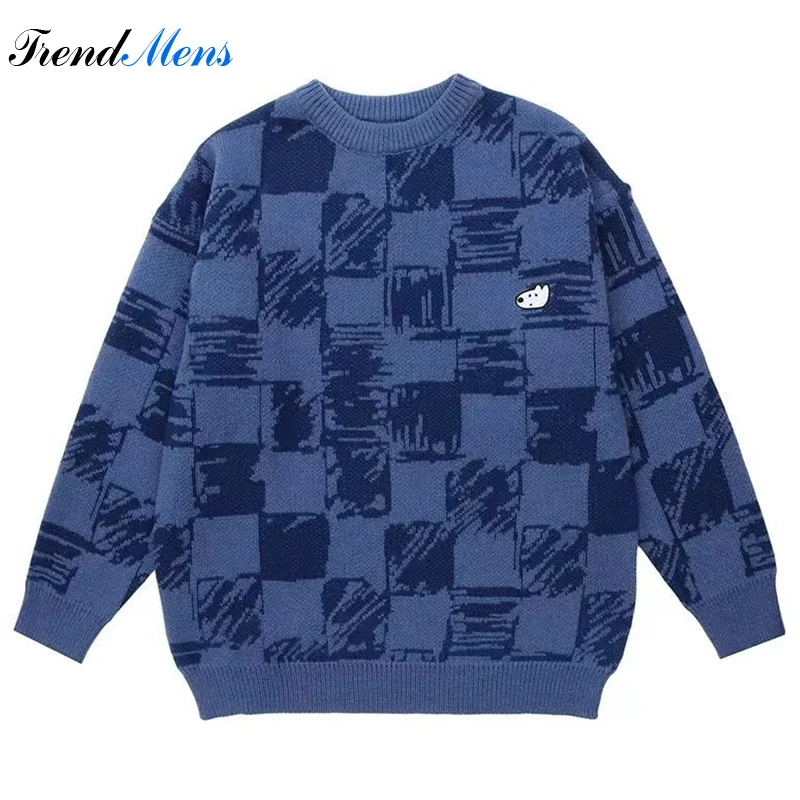 Japanese Plaid Sweater Winter Men Cartoon Embroidery Harajuku Knit Pullover Jumper Oversize Y2k Vintage Women Sweater Knitwears
Japanese Plaid Sweater Winter Men Cartoon Embroidery Harajuku Knit Pullover Jumper Oversize Y2k Vintage Women Sweater Knitwears