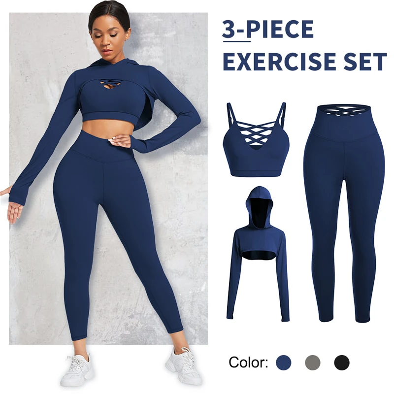 3 Piece High Quality Women Yoga Wear Set Quick Dry Breathable Fitness Set Running Sports Set
3 Piece High Quality Women Yoga Wear Set Quick Dry Breathable Fitness Set Running Sports Set
