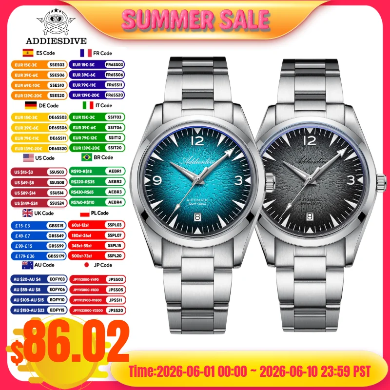 ADDIESDIVE reloj Watch For Men TOP Luminous 100M Waterproof AD2508 316L Stainless Steel 8215 Movement Automatic Mechanical Watch
ADDIESDIVE reloj Watch For Men TOP Luminous 100M Waterproof AD2508 316L Stainless Steel 8215 Movement Automatic Mechanical Watch