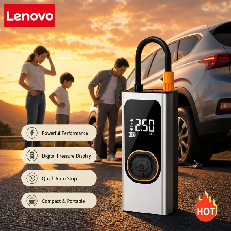 Lenovo Portable Wireless Car Air Pump Quick Charging Intelligent Digital Tire Pressure With LED Emergency Light Cars Motorcycles
Lenovo Portable Wireless Car Air Pump Quick Charging Intelligent Digital Tire Pressure With LED Emergency Light Cars Motorcycles