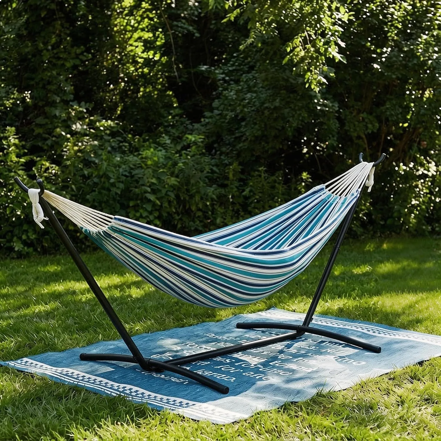 Double Hammock with Steel Stand 2 Person Indoor Outdoor Portable 450lb Capacity Ocean
Double Hammock with Steel Stand 2 Person Indoor Outdoor Portable 450lb Capacity Ocean