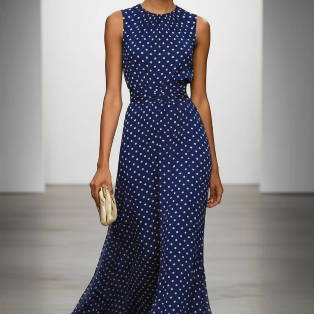 Women's White Polka Dot Sleeveless Midi Dress Summer Belted Flared Hem Elegant Fashion Slim Fit Summer Casual Party Dresses
Women's White Polka Dot Sleeveless Midi Dress Summer Belted Flared Hem Elegant Fashion Slim Fit Summer Casual Party Dresses
