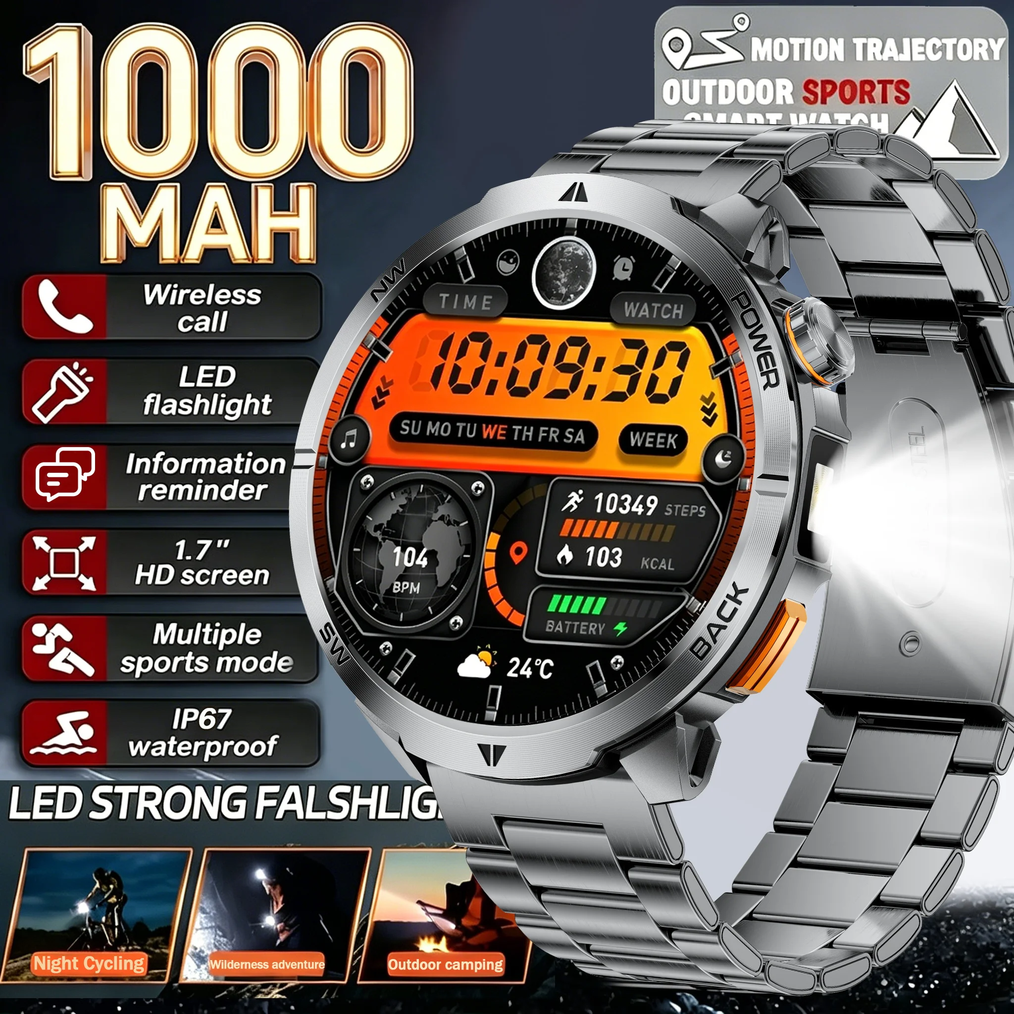 New T-REX3 Ultra 1000mAh Battery SmartWatch 10ATM Waterproof GPS Compass Flashlight 1.7" AMOLED HD Call Sports Smart Watch Men
New T-REX3 Ultra 1000mAh Battery SmartWatch 10ATM Waterproof GPS Compass Flashlight 1.7" AMOLED HD Call Sports Smart Watch Men