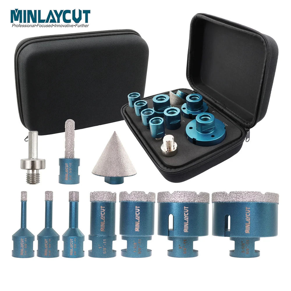 MINLAYCUT 10pcs Diamond Drilling Bits Kit Dia6-65mm With 10mm Milling Bit 50mm Chamfer 5/8"-11 Thread Marble Tile Granite Stone
MINLAYCUT 10pcs Diamond Drilling Bits Kit Dia6-65mm With 10mm Milling Bit 50mm Chamfer 5/8"-11 Thread Marble Tile Granite Stone