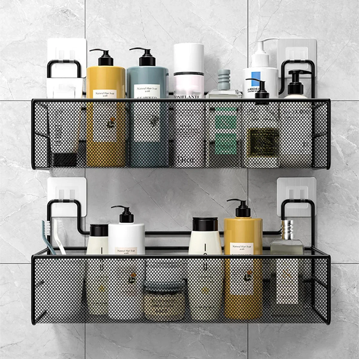 Wall-Mount Bathroom Shelf Shower Shampoo Rack Toilet Accessories Kitchen Free Punch Condiment Storage Basket Bathroom Organizer
Wall-Mount Bathroom Shelf Shower Shampoo Rack Toilet Accessories Kitchen Free Punch Condiment Storage Basket Bathroom Organizer