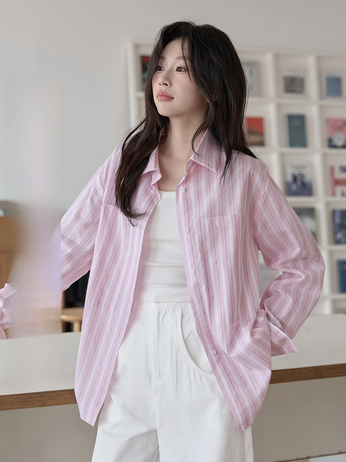Pink Striped Long Sve irt Women's Spring New Small ence Design Sense Anti-Aging Top HUIXI Commute Sle Korean Loose...
Pink Striped Long Sve irt Women's Spring New Small ence Design Sense Anti-Aging Top HUIXI Commute Sle Korean Loose...