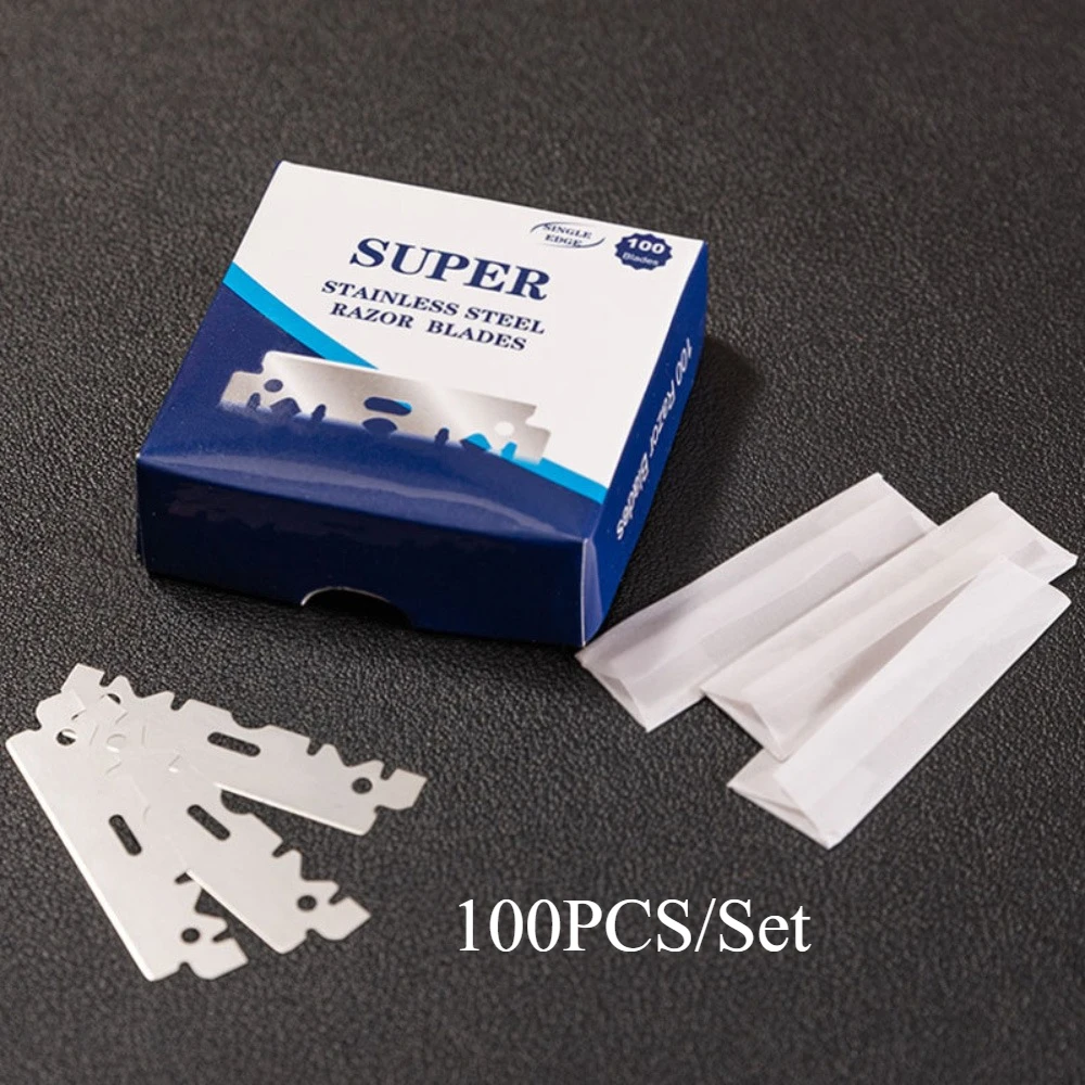 100Pcs Stainless Steel Double Edge Razor Blades Set Men's Safety Sharp Razor Blades Professional Hair Remover Eyebrow Trimmer
100Pcs Stainless Steel Double Edge Razor Blades Set Men's Safety Sharp Razor Blades Professional Hair Remover Eyebrow Trimmer