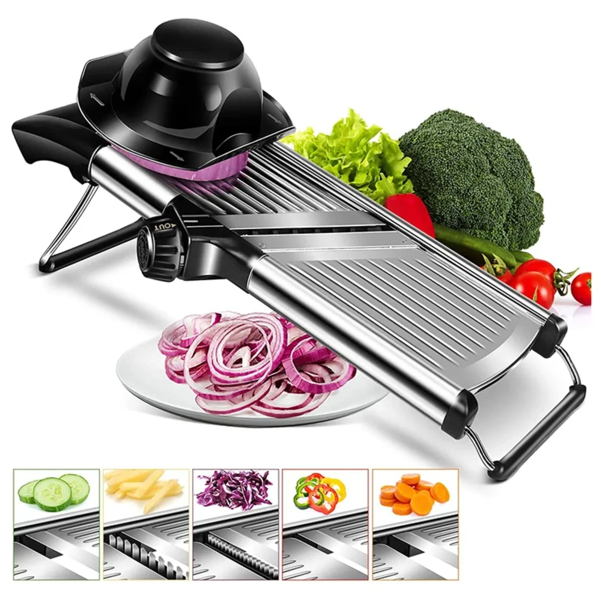 Vegetable Slicer Mandoline Adjustable Stainless Steel Kitchen Cutter Professional Food Slicer for Salad Meal Prep Kitchen Gadget
Vegetable Slicer Mandoline Adjustable Stainless Steel Kitchen Cutter Professional Food Slicer for Salad Meal Prep Kitchen Gadget