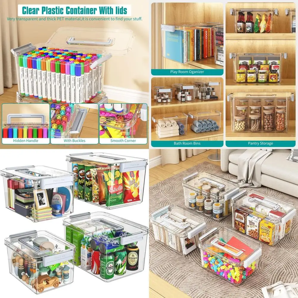 Складные прозрачные контейнеры для хранения с крышками для закусок, поделок, инструментов - 2 x 4,5QT и 2 x 8,5QT
Складные прозрачные контейнеры для хранения с крышками для закусок, поделок, инструментов - 2 x 4,5QT и 2 x 8,5QT