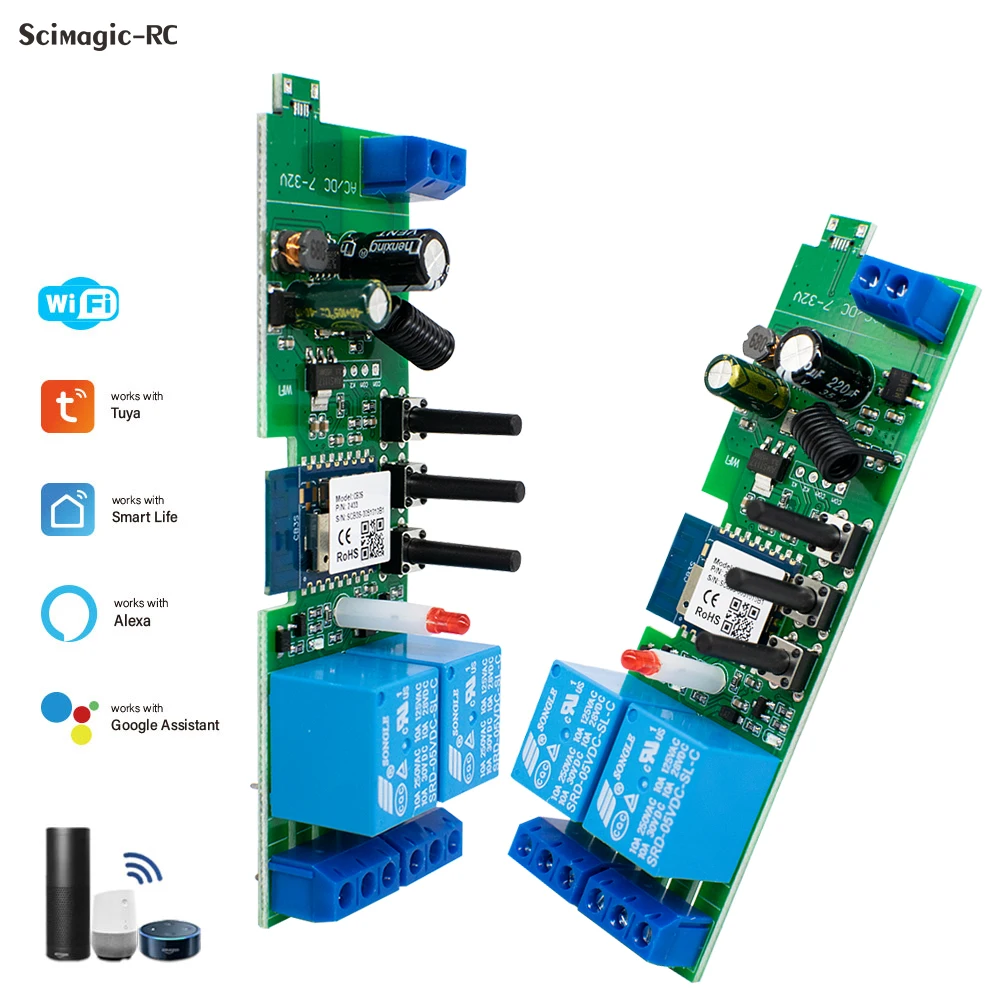 Модуль беспроводного переключателя Tuya Smart Wi-Fi 2CH DC 5V 12V 24V 32V AC 220V Пульт дистанционного управления Jog Самоблокирующееся реле для Alexa Google Home
Модуль беспроводного переключателя Tuya Smart Wi-Fi 2CH DC 5V 12V 24V 32V AC 220V Пульт дистанционного управления Jog Самоблокирующееся реле для Alexa Google Home