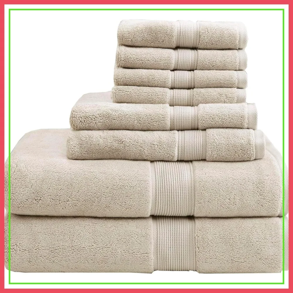8-Piece 100% Cotton Towel Set: 2 Bath, 2 Hand, 4 Washcloths - Luxuriously Soft & Absorbent, Quick Dry Spa Quality
8-Piece 100% Cotton Towel Set: 2 Bath, 2 Hand, 4 Washcloths - Luxuriously Soft & Absorbent, Quick Dry Spa Quality