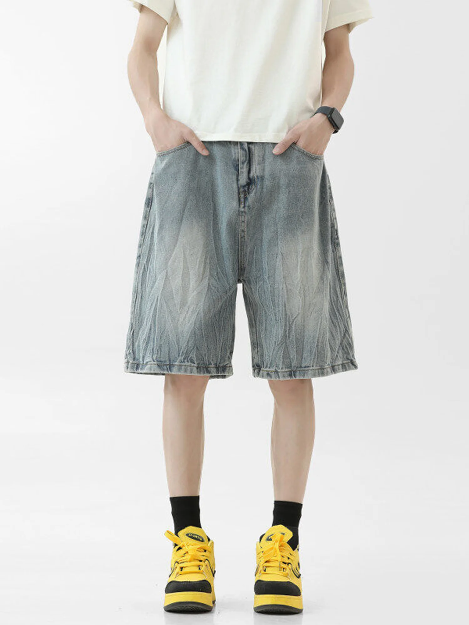 Washed Vintage Men's Short Jeans Summer Thin Loose Five-Point Street Style Straight Leg Mid-Waist Trousers Breathable Wear
Washed Vintage Men's Short Jeans Summer Thin Loose Five-Point Street Style Straight Leg Mid-Waist Trousers Breathable Wear