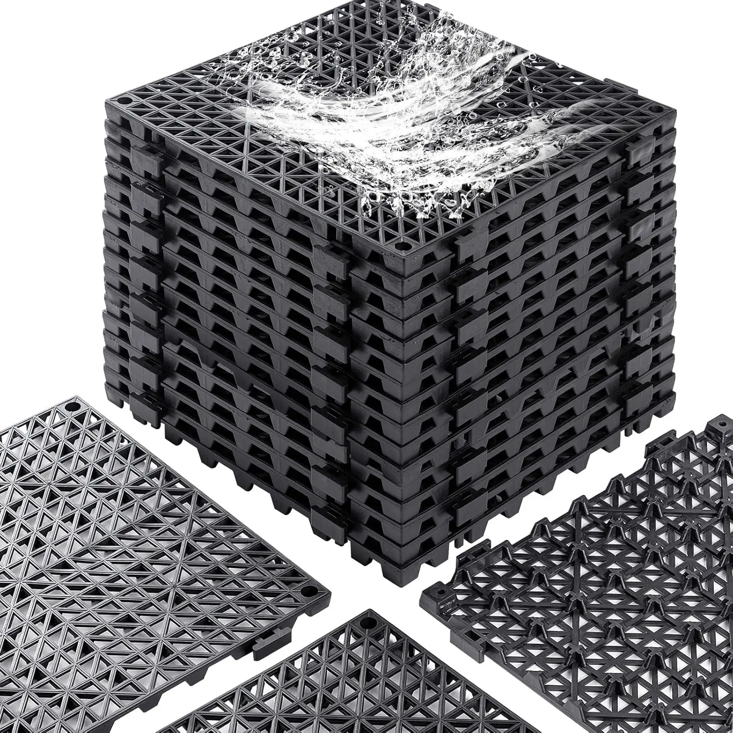 12x12 Drainage Interlocking Floor Tiles, 12 Pack Non-Slip Pool Deck Mats, Soft PVC Modular Cushion Tiles for Shower Basement
12x12 Drainage Interlocking Floor Tiles, 12 Pack Non-Slip Pool Deck Mats, Soft PVC Modular Cushion Tiles for Shower Basement