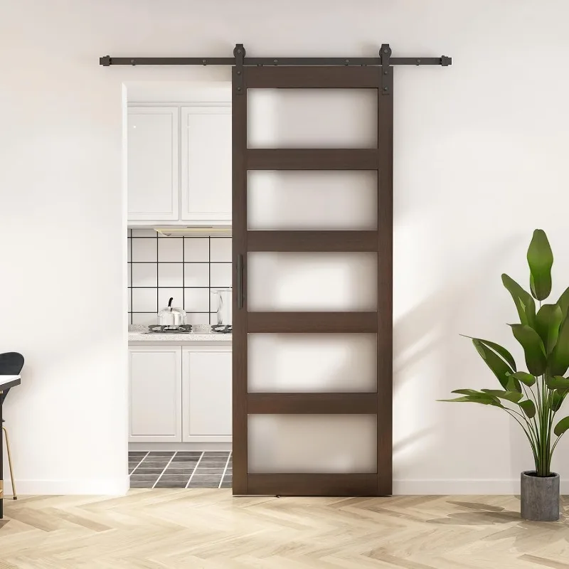 36in x 96in Glass Barn Door and 6.6FT Sliding Door Hardware Included, 5-Panel Frosted Glass Sliding Barn Door, Solid W
36in x 96in Glass Barn Door and 6.6FT Sliding Door Hardware Included, 5-Panel Frosted Glass Sliding Barn Door, Solid W