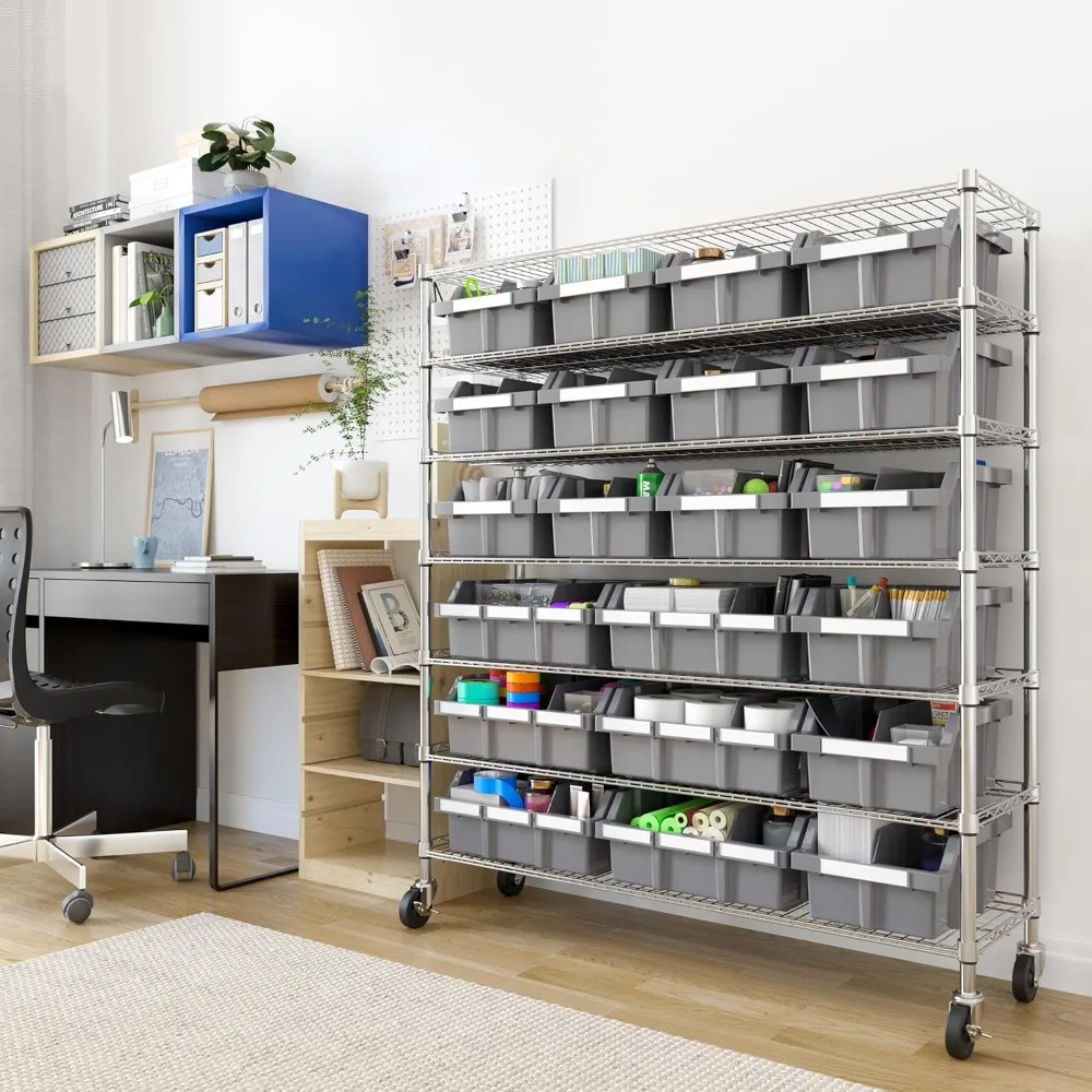 Heavy Duty NSF Bin Rack Solid Steel Wire Shelving Storage Unit, Patented Organizer for Garage, Warehouse, Office, Restaurant
Heavy Duty NSF Bin Rack Solid Steel Wire Shelving Storage Unit, Patented Organizer for Garage, Warehouse, Office, Restaurant