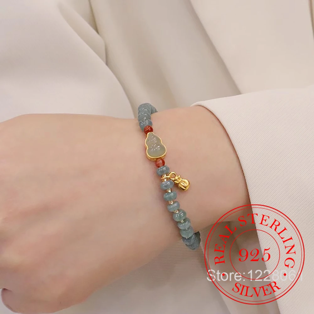 925 Sterling Silver Jewelry Natural Jade Gourd Beads Ball Charm Bracelet for Women Wedding Party Jewelry For Girls Friends Gift
925 Sterling Silver Jewelry Natural Jade Gourd Beads Ball Charm Bracelet for Women Wedding Party Jewelry For Girls Friends Gift