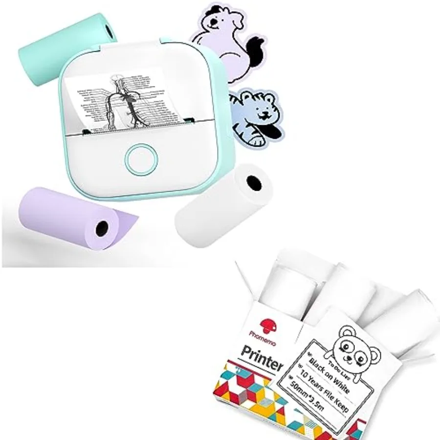 T02 Printer Set with 3 Rolls Paper Inkeless Printer- Mini Printer Sticker Maker Bluetooth Thermal Pocket Printer for Study Note
T02 Printer Set with 3 Rolls Paper Inkeless Printer- Mini Printer Sticker Maker Bluetooth Thermal Pocket Printer for Study Note