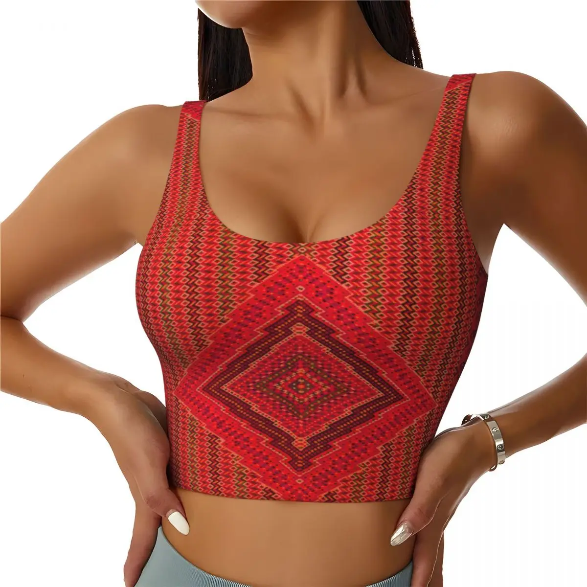 Custom Mexican Sarape Geometric Textile Workout Crop Tank Tops for Women Yoga Sports Bras
Custom Mexican Sarape Geometric Textile Workout Crop Tank Tops for Women Yoga Sports Bras