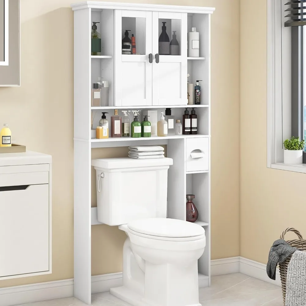 Over The Toilet Storage Cabinet Bathroom Shelf Over Toilet with 2 Doors and Adjustable Shelves, White Freestanding Home
Over The Toilet Storage Cabinet Bathroom Shelf Over Toilet with 2 Doors and Adjustable Shelves, White Freestanding Home