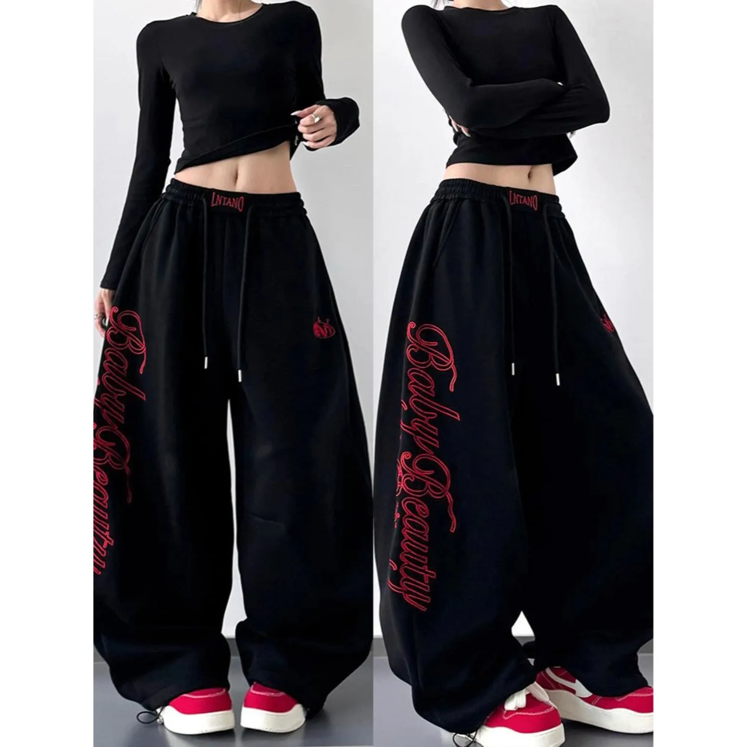 Женские брюки для джазовых танцев с высокой талией, прямого кроя, больших размеров, повседневные спортивные брюки свободного кроя, осенне-зимние, уличный стиль
Женские брюки для джазовых танцев с высокой талией, прямого кроя, больших размеров, повседневные спортивные брюки свободного кроя, осенне-зимние, уличный стиль