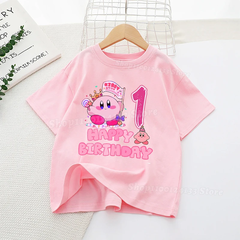 Cute Star Kirbys Children's T-shirt Birthday Numbers Printed Cotton Anime Kids Pink Summer Casual Clothes Tops Girl Kawaii Gift
Cute Star Kirbys Children's T-shirt Birthday Numbers Printed Cotton Anime Kids Pink Summer Casual Clothes Tops Girl Kawaii Gift