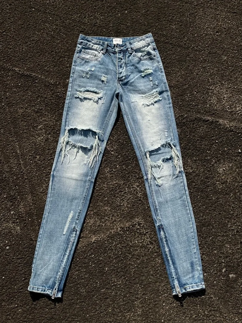 High Quali FOG 4th Season Blue Jeans Distred Waed Slim Fit Long Pants Tear Design Casual Sle Cotton Denim Jeans
High Quali FOG 4th Season Blue Jeans Distred Waed Slim Fit Long Pants Tear Design Casual Sle Cotton Denim Jeans
