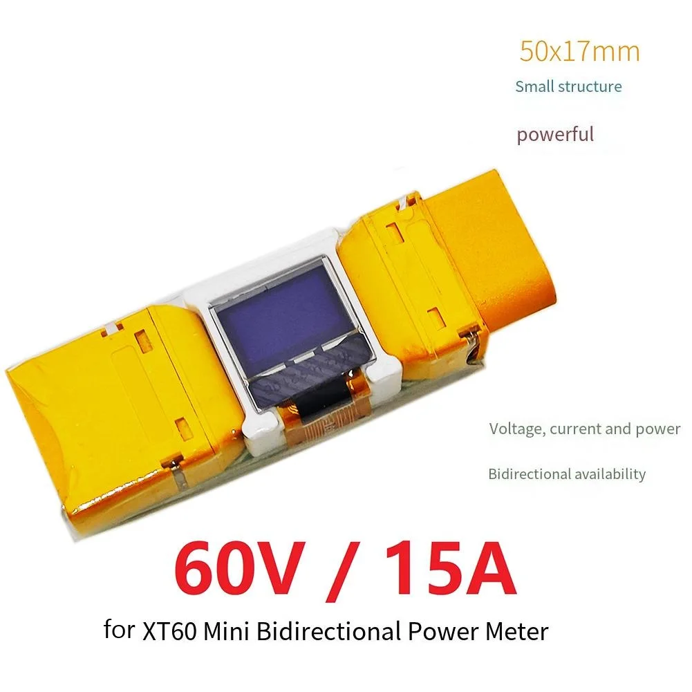 Bidirectional Power Meter With 60V/15A Lithium Battery Voltage Current Display Compatible With XT60/XT30 Male/Female Connectors
Bidirectional Power Meter With 60V/15A Lithium Battery Voltage Current Display Compatible With XT60/XT30 Male/Female Connectors