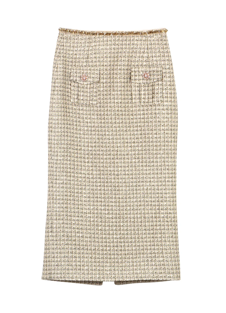 New fashion light luxury socialite heavy industry sequin temperament thick tweed small fragrance style slim skirt
New fashion light luxury socialite heavy industry sequin temperament thick tweed small fragrance style slim skirt