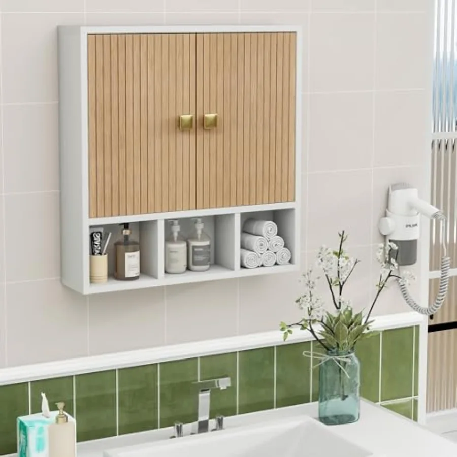 Bathroom Wall Cabineten Medicine Cabinet with Fluted Doors Over The Toilet Storage Cabinet with Adjustable Shelf for Bathroom
Bathroom Wall Cabineten Medicine Cabinet with Fluted Doors Over The Toilet Storage Cabinet with Adjustable Shelf for Bathroom
