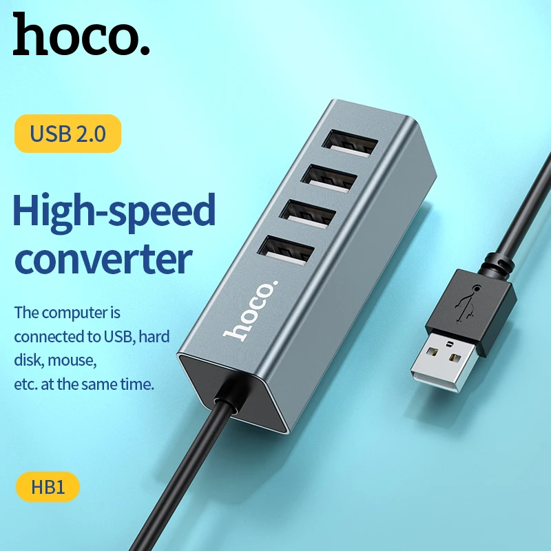 HOCO HB1 4USB Hub Line Machine Splitter USB 2.0 Adapter 5V For Laptop Computer Expansion Sockets 480Mbps Data Transmission
HOCO HB1 4USB Hub Line Machine Splitter USB 2.0 Adapter 5V For Laptop Computer Expansion Sockets 480Mbps Data Transmission