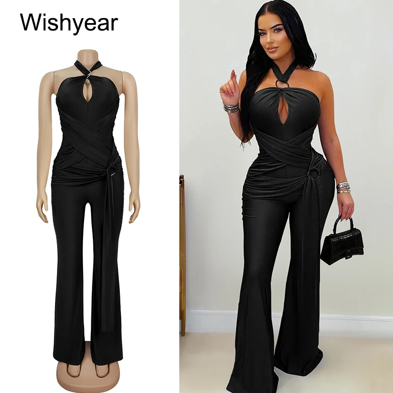 Wishyear женский сексуальный облегающий расклешенный комбинезон с лямкой на шее и открытой спиной без рукавов для знаменитостей, дня рождения, элегантные комбинезоны
Wishyear женский сексуальный облегающий расклешенный комбинезон с лямкой на шее и открытой спиной без рукавов для знаменитостей, дня рождения, элегантные комбинезоны