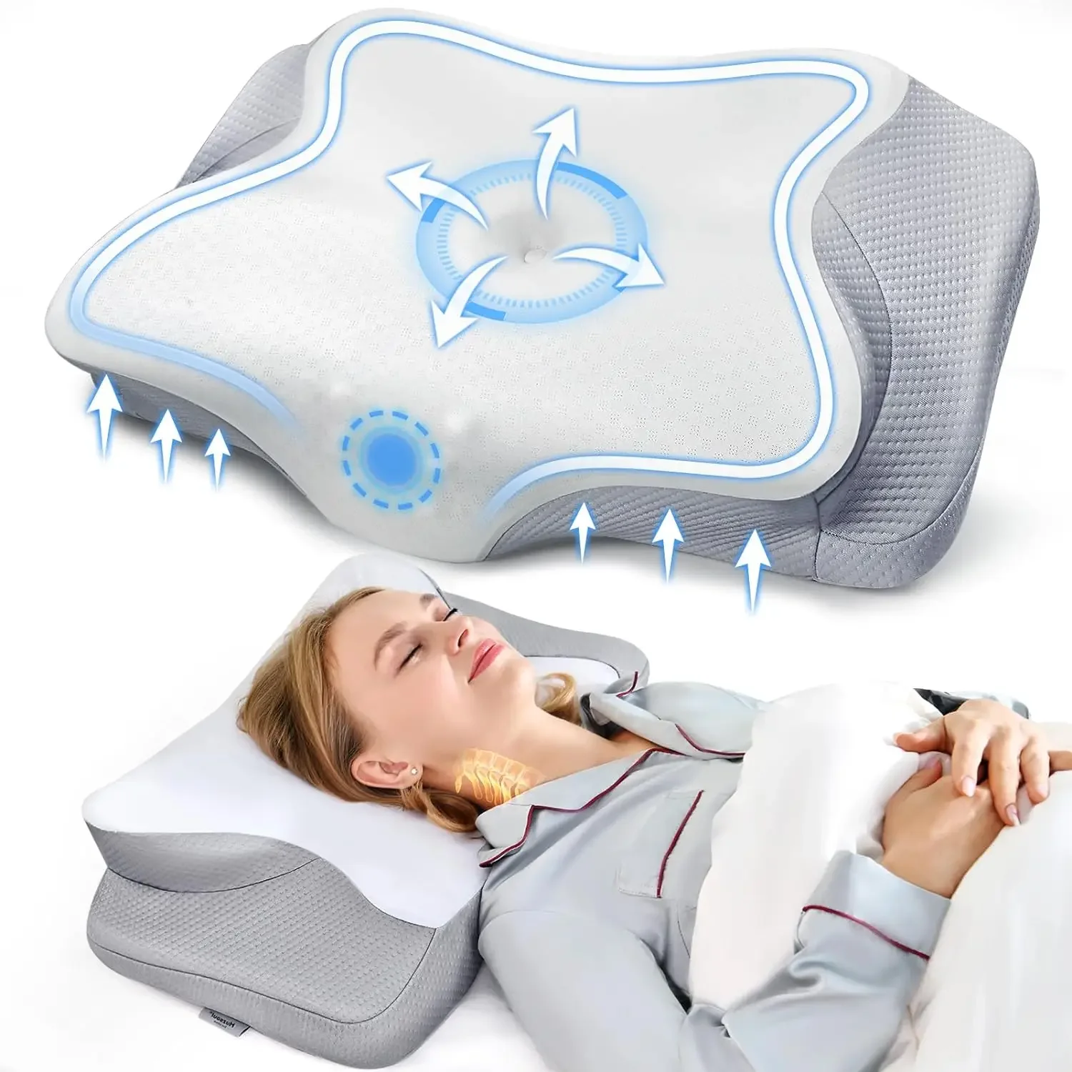 Muzsoul Cervical Pillow for Neck Pain Relief Ergonomic Memory Foam Pillow for Sleeping Comfort Support and Breathable Pillowcase
Muzsoul Cervical Pillow for Neck Pain Relief Ergonomic Memory Foam Pillow for Sleeping Comfort Support and Breathable Pillowcase