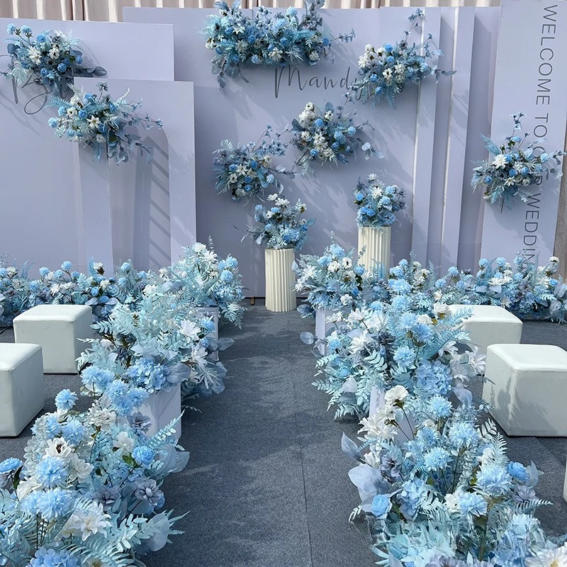 Sky blue floor row flower wedding floor row simulation silk flower row wedding hall hotel engagement stage floral background
Sky blue floor row flower wedding floor row simulation silk flower row wedding hall hotel engagement stage floral background