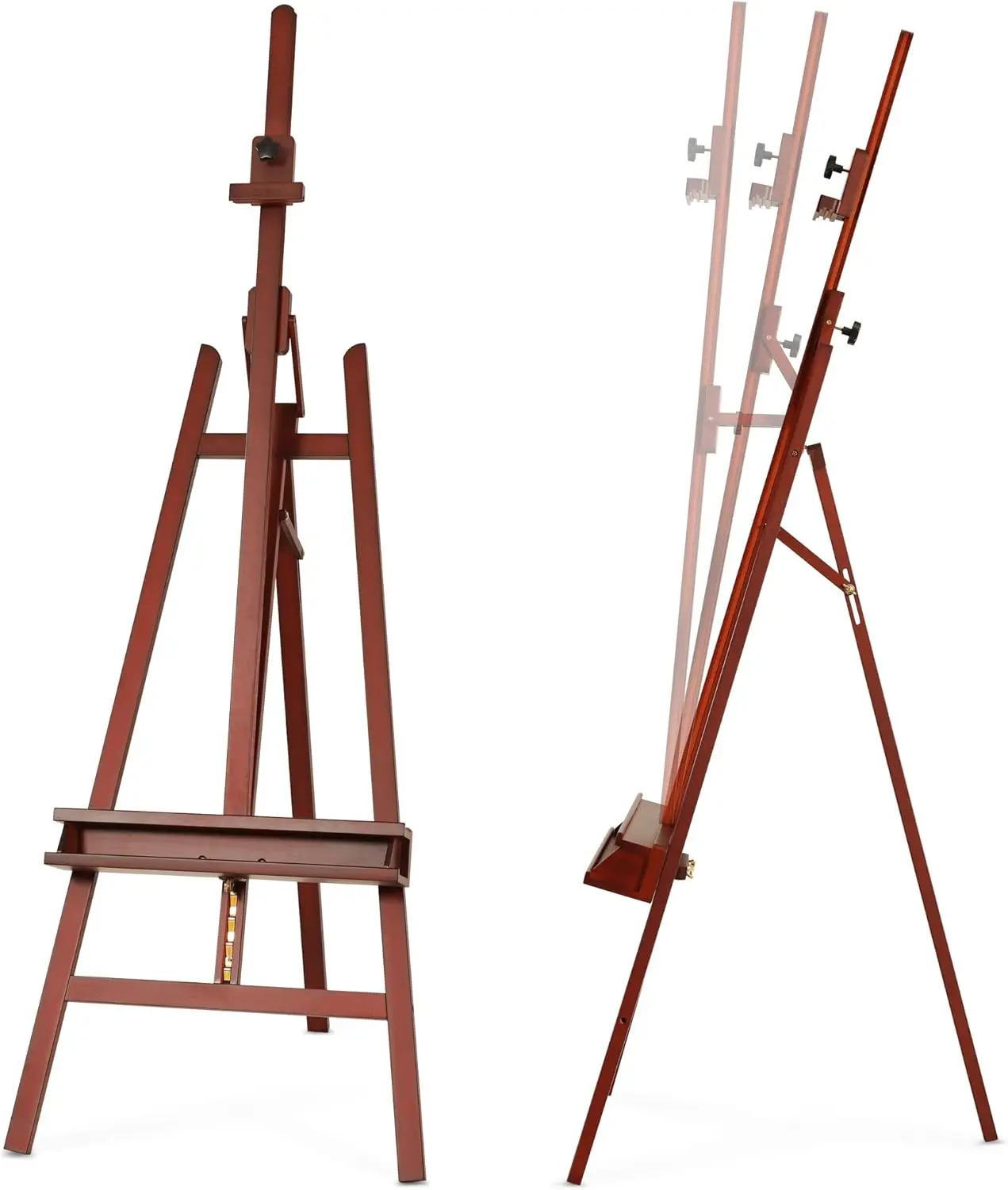 Inclinable A-Frame Easel, Adjustable 65"-89" H, Holds Canvas up to 49", Beech Wood Stand with Storage Tray, Walnut
Inclinable A-Frame Easel, Adjustable 65"-89" H, Holds Canvas up to 49", Beech Wood Stand with Storage Tray, Walnut
