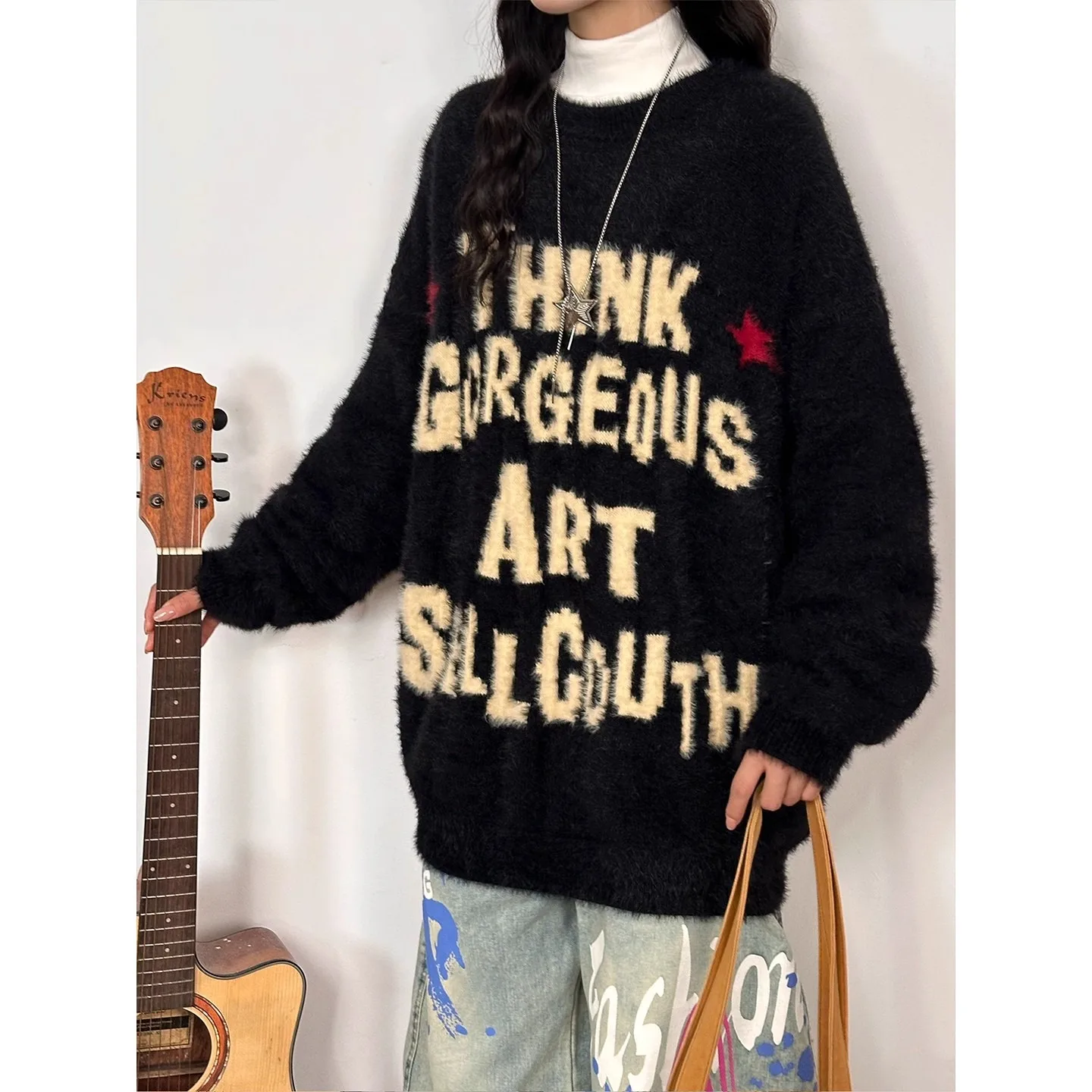 American Sle Women's Knitted Sweater round Ne Pullover Faux Fur Trimmed Winter Warm Base Layer Top Loose Fit Long Sve
American Sle Women's Knitted Sweater round Ne Pullover Faux Fur Trimmed Winter Warm Base Layer Top Loose Fit Long Sve