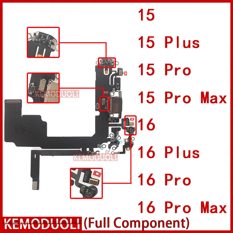 USB Charging Flex for IPhone 15 16 Pro Max Plus + 15P 15PM 16P 16PM Dock Connector Mic Board Port Cable Replacement
USB Charging Flex for IPhone 15 16 Pro Max Plus + 15P 15PM 16P 16PM Dock Connector Mic Board Port Cable Replacement