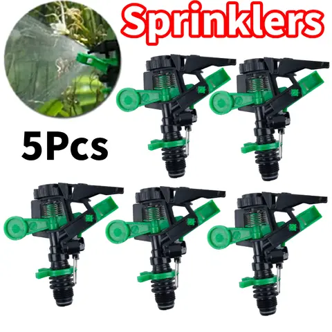 5Pcs ABS Sprinkler Head Adjustable 0-For 360 Degree 34Ft-60Ft Spray Distance Lawn Water Sprinklers Garden Irrigation Supplies