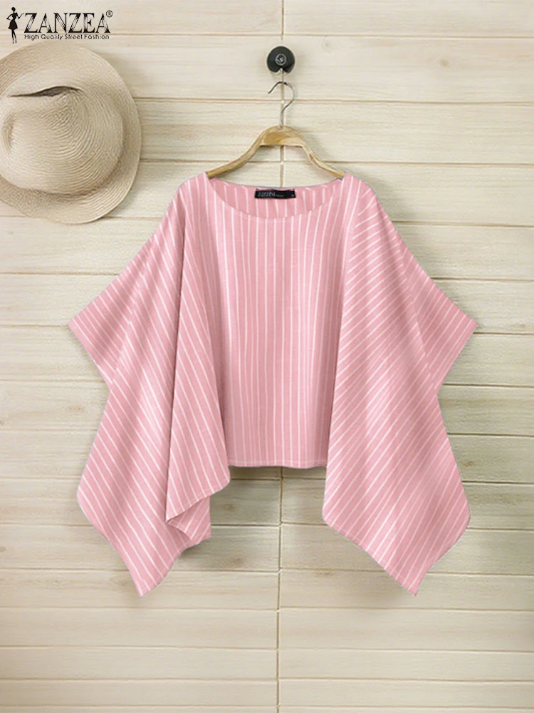 ZANZEA Women Fashion Striped Blouse 2025 Summer Short Bat Sleeve Casual Shirts Pleated Loose Oversized Tunic Elegant Print Tops
ZANZEA Women Fashion Striped Blouse 2025 Summer Short Bat Sleeve Casual Shirts Pleated Loose Oversized Tunic Elegant Print Tops