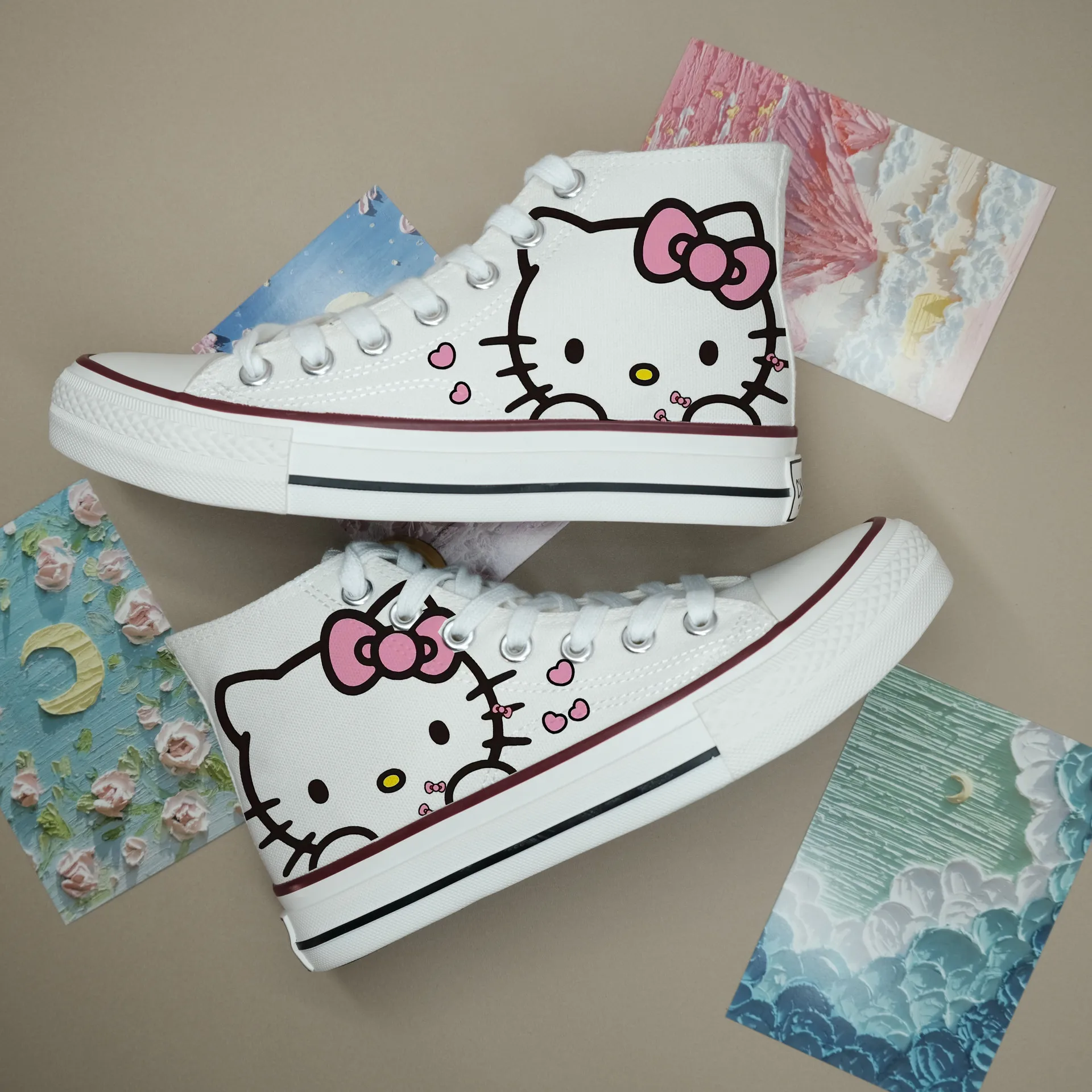 Kawaii Hello Kitty High-Top Canvas Shoes Comfortable Cute Cartoon Printed Sneakers for Women & Teens, Casual Lace-Up Footwear
Kawaii Hello Kitty High-Top Canvas Shoes Comfortable Cute Cartoon Printed Sneakers for Women & Teens, Casual Lace-Up Footwear
