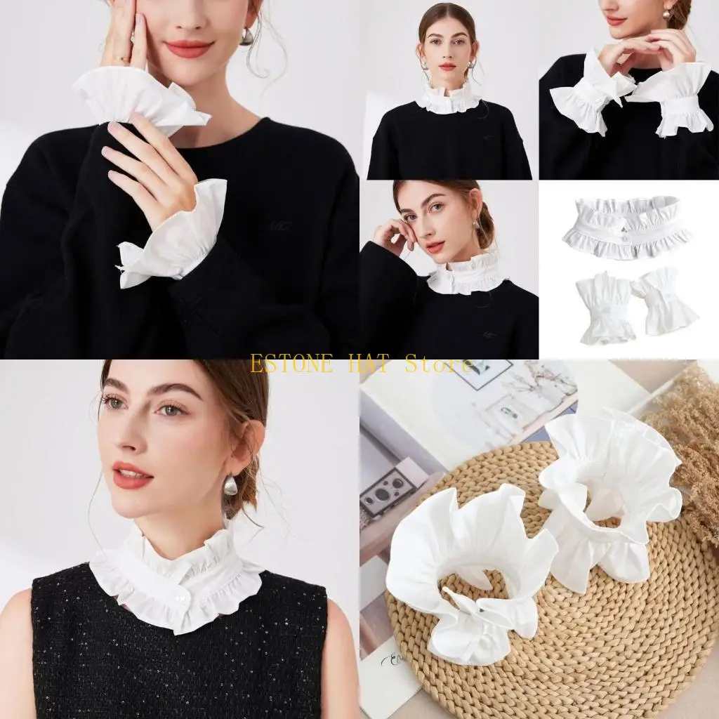 49MF Multiuse Ruffle Collar Cuffs Sleeve Set For Women Sweater and Shirt All Matching
49MF Multiuse Ruffle Collar Cuffs Sleeve Set For Women Sweater and Shirt All Matching