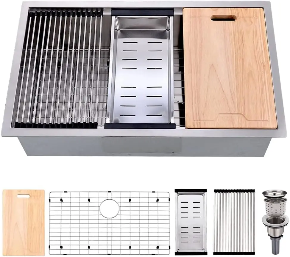 Commercial Kitchen Use 16 Gauge Stainless Steel Undermount Sink, 30 Inch Single Bowl, 10 Inch Deep
Commercial Kitchen Use 16 Gauge Stainless Steel Undermount Sink, 30 Inch Single Bowl, 10 Inch Deep