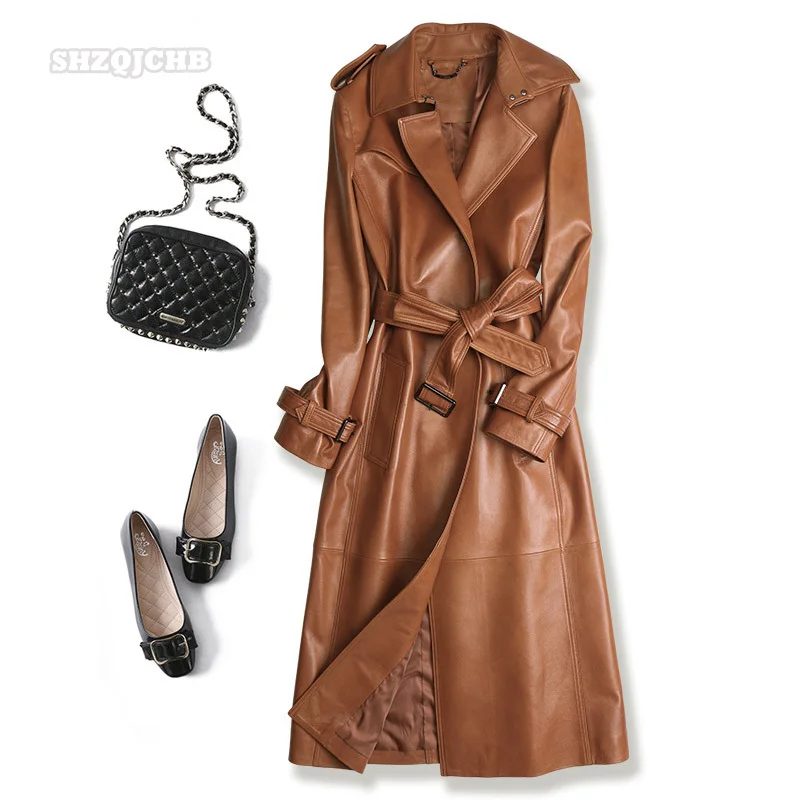 New Fashion High-end Sheepskin Windbreaker Coat In Autumn And Winter Slim Tie Leather Coat Women's Long Over Knee Leather Coat
New Fashion High-end Sheepskin Windbreaker Coat In Autumn And Winter Slim Tie Leather Coat Women's Long Over Knee Leather Coat