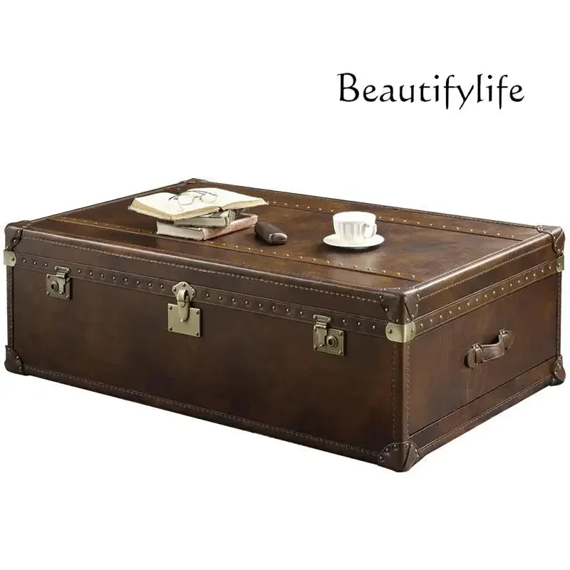 Medieval oil wax leather retro leather case coffee table old living room decorative cabinet American villa room
Medieval oil wax leather retro leather case coffee table old living room decorative cabinet American villa room