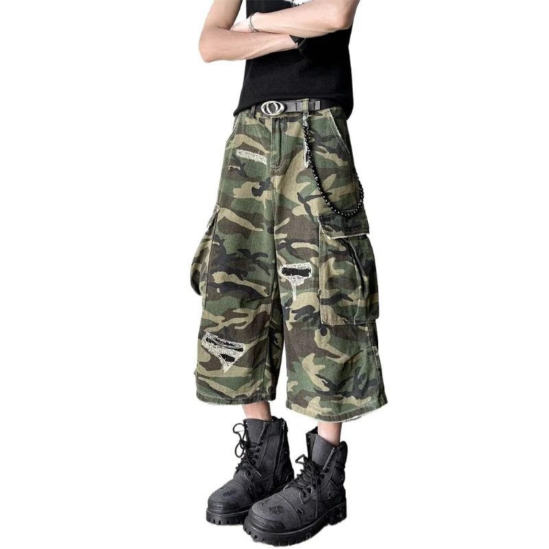 Men's Cargo Shorts Summer Fashion Personality Ripped Camouflage 7-Point Pants Streetwear Outdoor Casual Multi Pocket Trendy Men
Men's Cargo Shorts Summer Fashion Personality Ripped Camouflage 7-Point Pants Streetwear Outdoor Casual Multi Pocket Trendy Men