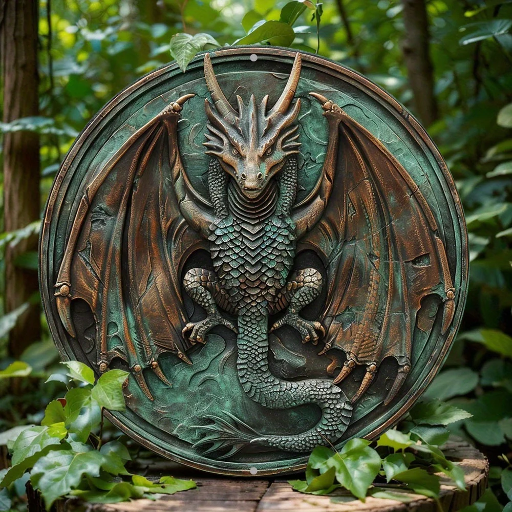 Dragon Design, Round Aluminum Sign, Rustic Vintage Style, for Home & Cafe Wall Decor, Unique Decorative Art Gift for Apartment 
Dragon Design, Round Aluminum Sign, Rustic Vintage Style, for Home & Cafe Wall Decor, Unique Decorative Art Gift for Apartment
