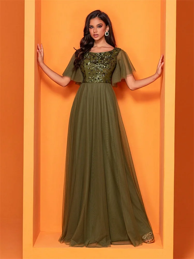 BLUEPLUM Luxury Green Sequins Formal Evening Dress Women Long Elegant O-Neck Party Prom Short Sleeves Cocktail Dress Gowns
BLUEPLUM Luxury Green Sequins Formal Evening Dress Women Long Elegant O-Neck Party Prom Short Sleeves Cocktail Dress Gowns
