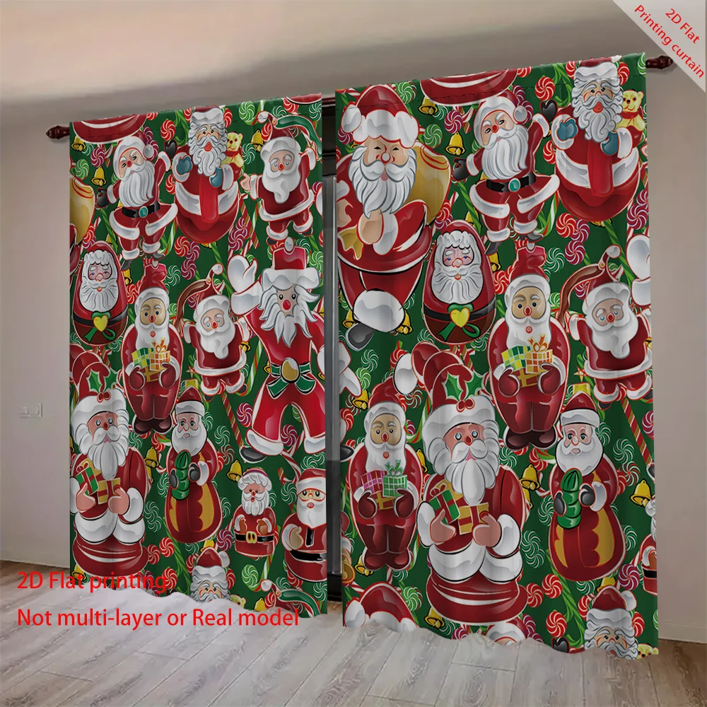 Christmas decorative curtains, Santa Claus bell printed curtains, suitable for home bedrooms, living rooms, and dormitories 
Christmas decorative curtains, Santa Claus bell printed curtains, suitable for home bedrooms, living rooms, and dormitories