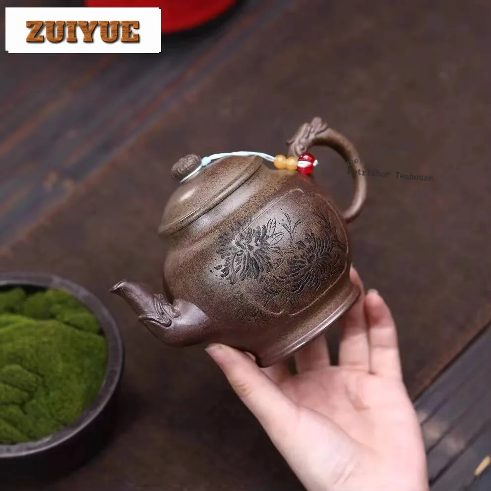 350Ml Elegant Yixing Purple Clay Teapot Artists Handmade Palace Lantern Pot Raw Ore Wood-Fired Porcelain Mud Kettle Zisha Teaset
350Ml Elegant Yixing Purple Clay Teapot Artists Handmade Palace Lantern Pot Raw Ore Wood-Fired Porcelain Mud Kettle Zisha Teaset